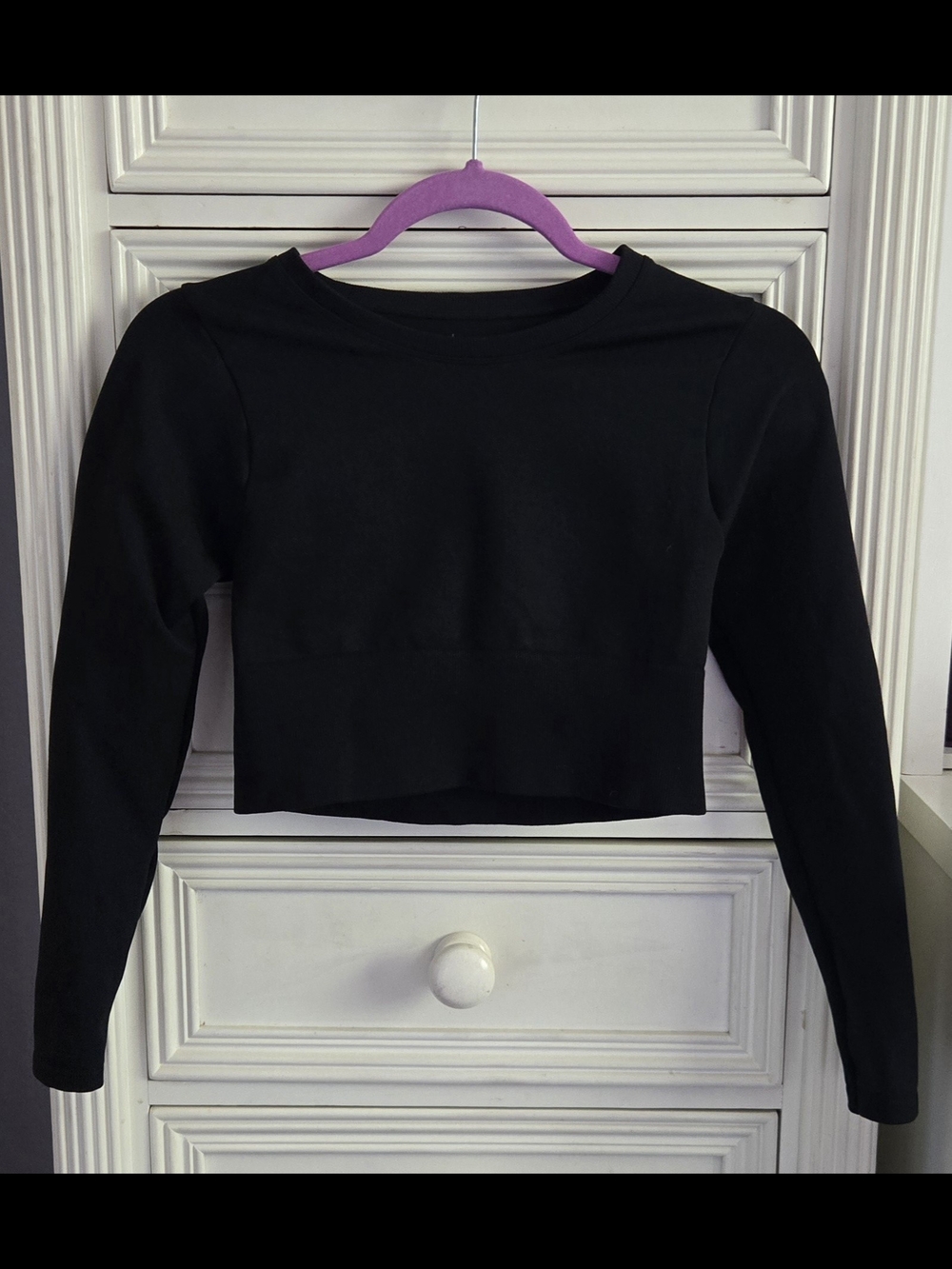 aerie Offline Black Sidewalk Long-Sleeve Cropped Tee Size S